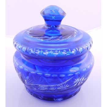 Old Blue Glass Dish with Lid